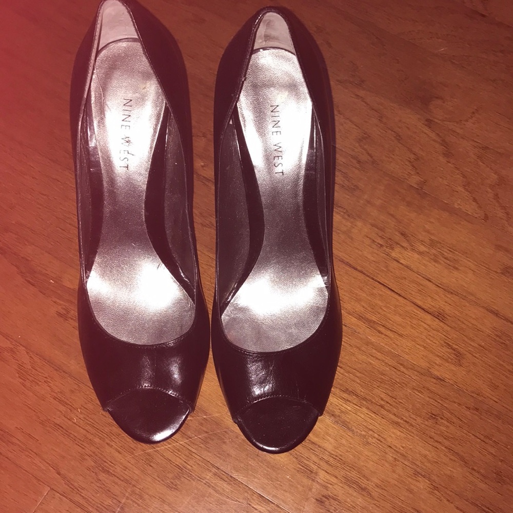 Black peep toe Nine West heels.